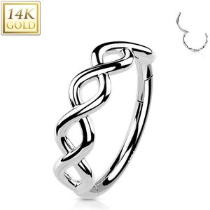 Massief Gouden Segmentring met scharnier en Gevlochten Patroon