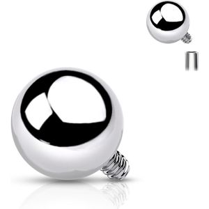 Inter geschroefde gekleurd balletje van chirurgisch staal - 1.6 mm – Zilver – 5 mm