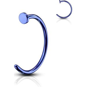 Blauwe titanium plated open neusring - 0.6 mm - 8 mm