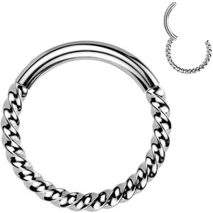 Gedraaide Segment Ring Gemaakt van Titanium - Zilver - 12 mm