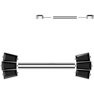 Intern Geschroefde Titanium Christina Piercing met Platte Ronde Top en Balletje - Zilver - Zwart