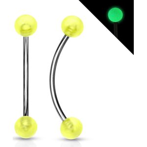 Multifunctionele gebogen barbell met glow in the dark bal – Groen