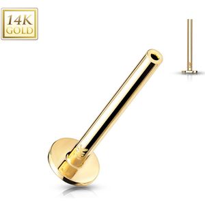 14kt. Gouden Threadless Flat Back Labret Staafje - 1.2 mm - 7 mm - Goud