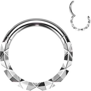 Segmentring met naar voren gerichte X facetten - Zilver - 8 mm