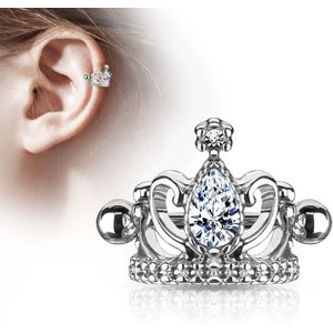 Helix cuff met gekleurde tiara en helder kristal - Zilver
