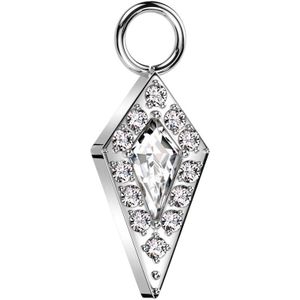 Speervormig Titanium Hangertje met Kristalletjes - Zilver
