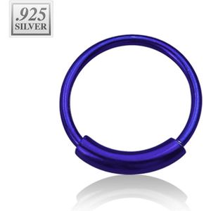 Gekleurde neus ring met staafje van zilver - 0.6 mm – 10 mm – blauw