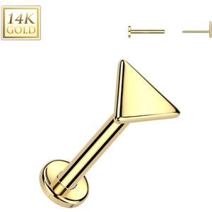 14k. Gouden Threadless Labret met een dikte van 0.8 mm met Harten Top - 8 mm
