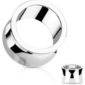 Hand Gepolijste Double Flared Stalen Tunnel - Zilver - 6 mm
