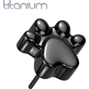 Massief Gekleurde Titanium Threadless Poot-print Top - Zwart