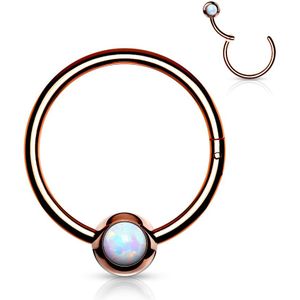 Segment Ring met een Opaal gevuld balletje - Rose Goud - 1 mm - 10 mm - Wit