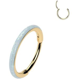 Dunne Segment Ring met Synthetische Opaal - Goud - 9 mm - Wit