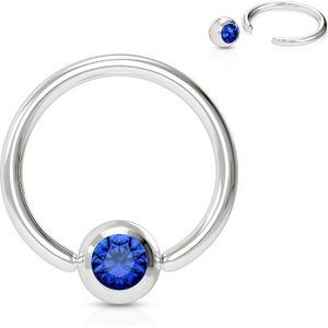 Basic ball closure ring met juweeltje - 1.2 mm - 8 mm - 3 mm - blauw