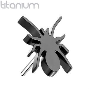 Gekleurde Massief Titanium Threadless Spin Top - Zwart