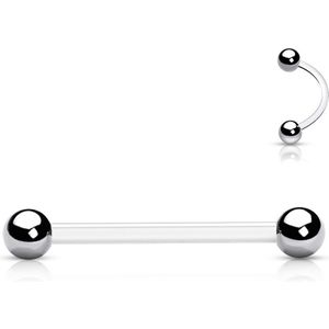 Basic Barbell met Bioflex staafje en stalen balletjes - 1.6 mm - 22 mm - 4 mm