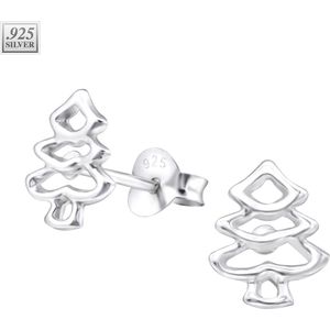 Paar sterling zilveren oorknopjes met kerstboom