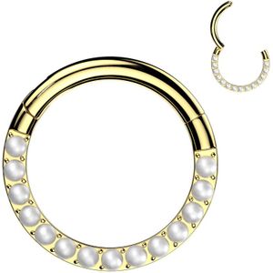 Titanium Segment Ring versierd met Front Facing Parels - Goud - 10 mm