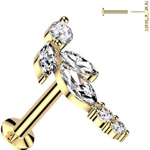 Threadless Labret met Smalle Wijnrank Top - Goud - 1.0 mm