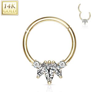 14Kt. gouden segment ring met vast segment en marquise juweeltjes – Goud – 6 mm