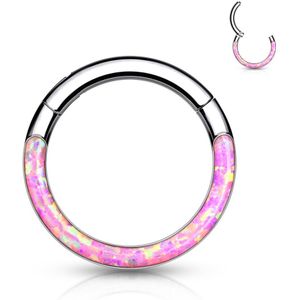 Titanium Segment Ring met Opaal front - 6 mm - Roze