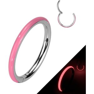 Titanium Segment Ring met Glow in the Dark lijn aan de buitenkant – 8 mm – Roze