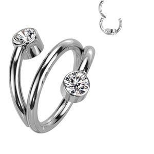 Titanium Segmentring met Spiraal Effect en Ronde Steentjes - Zilver - 10 mm