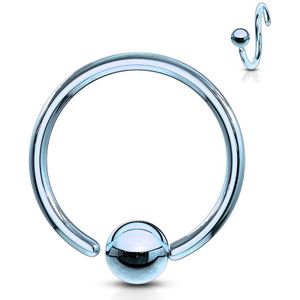 Titanium plated ball closure ring met vast balletje - 1 mm - 8 mm - 3 mm - Lichtblauw