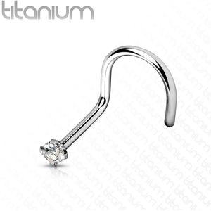 Titanium neus screw met helder prong set diamantje-0.8 mm-2.5 mm