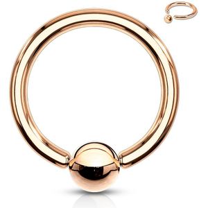 Rosé goud vergulde ball closure ring - 1.2 mm - 8 mm - 3 mm