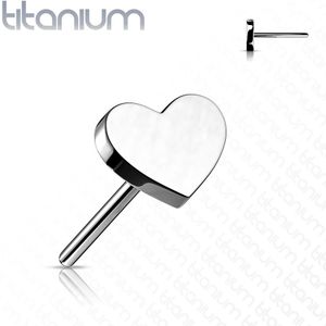 Gekleurde Massief Titanium Threadless Hart Top - Zilver - 4 mm