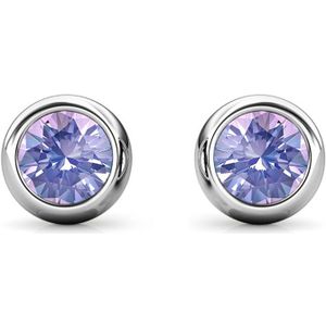 Sterling Zilver Oorknopjes met Ronde Geboortestenen - Zilver - Juni