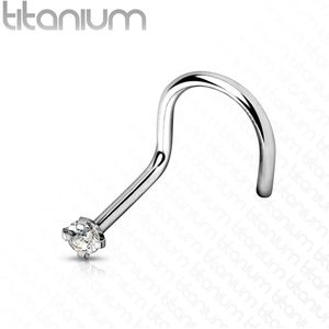 Titanium neus screw met helder prong set diamantje-0.8 mm-3 mm