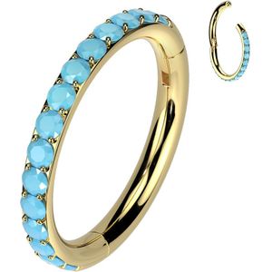 Titanium Segment Ring met naar Buiten Gerichte Synthetische Turkooizen Steentjes - Goud - 10 mm