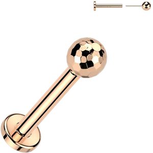 Threadless Titanium Labret met een Facet Geslepen Balletje - Rose Goud - 1.2 mm