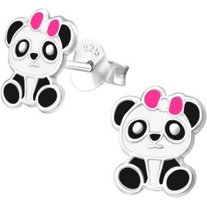 Zilveren oorknopjes voor kids met panda