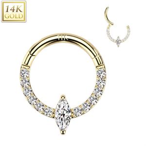 14 Kt. Gouden Segmentring met Marquise Steentje en Belegde Zijdes - Goud - 8 mm