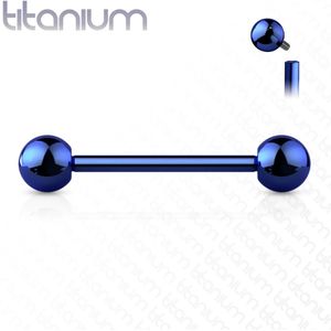 Intern geschroefd gekleurde massief titanium barbell piercing - 16 mm - Blauw