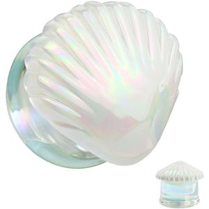 Double-Flared Zeeschelp Plug van Iriserend Glas - 22 mm