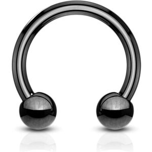 Gekleurde titanium plated circular barbell - 8 mm - 16 mm - 12 mm - zwart