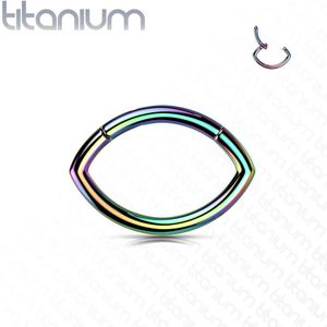 Gekleurde Ovalen Titanium Segmentring - Regenboog