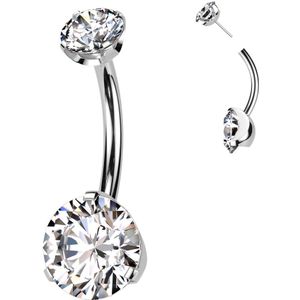 Titanium Threadless Navelpiercing met Prong Set Stenen - 10 mm - 5 & 8 mm