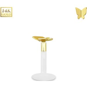 Bioflex labret met 14K. gouden moderne vlinder top – 10 mm