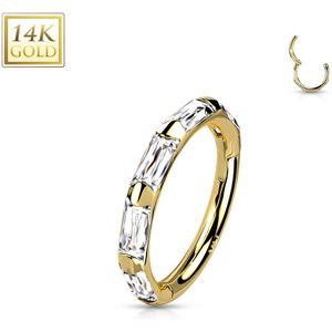 Segment Ring van 14 Karaats goud met Baguette Kristallen - Goud - 8 mm - Helder