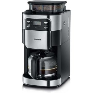 Severin KA 4810 Filter Koffiezetapparaat met bonenmaler - Glazen kan - Aromaselectie - Timerfunctie - Zwart / Rvs