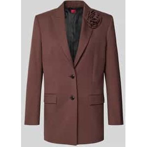 HUGO - AROSEA - Lange Blazer - Effen - Relaxed Fit - Bloemenbroche