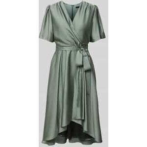 SWING - Cocktailjurk - Groen - 3/4 Lengte - V-hals - Pofmouwen