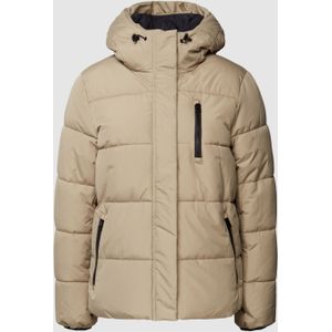 Lange jas met capuchon, model 'Puffer'