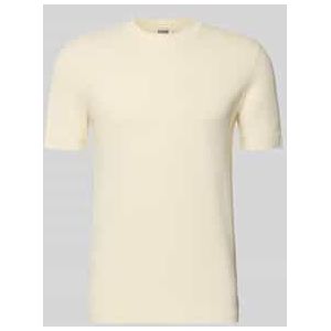 T-shirt met geribde ronde hals, model 'RAPHAEL'