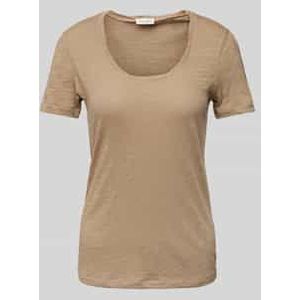 Shirt - Effen - Ronde Hals - Slanke Pasvorm - Kwartmouw