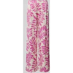 Comfortbroek van viscose met all-over motief